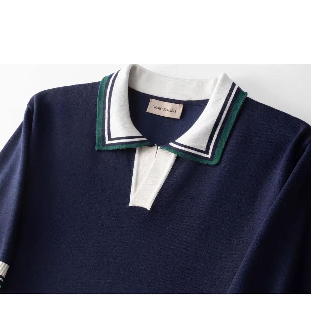 2025 Neues Frühling Sommer Poloshirt Herren Britisch Retro Umlegekragen High-End Colorblocking Slim Fit Kurzarm Polo T-Shirt