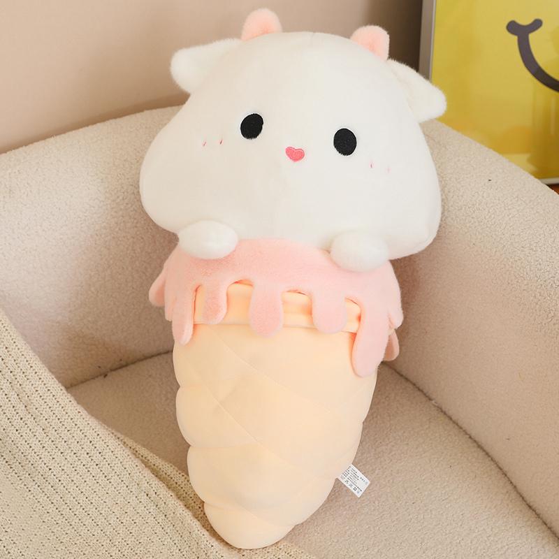 Non-Toxic Ice Cream Plush Pillow Stuffed Food Plushie 35/60Cm Animal Shape Sheep Pig Capybara Cushion Decorative Birthday Gift