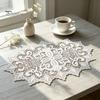 Washable Fabric Doilies for Vases White Lace Doily, Elegant Retro Placemat, Embroidered Table Small Round Placemats Jewelry Trays Mat, Rectangular