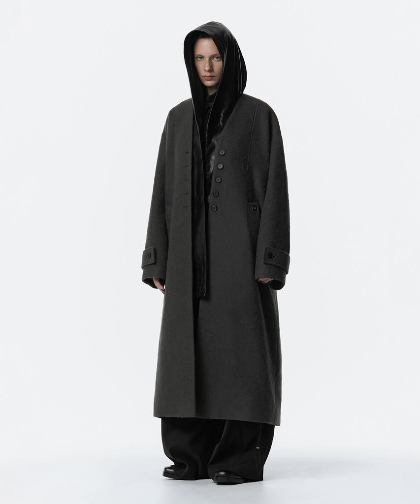 Treemingbird Boucle Wool Long Coat [ Gray ]