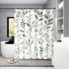 Single Nordic Green Leaf Digital Print Shower Curtain - Waterproof, Ideal for Bathroom Decor & Toilet Partition