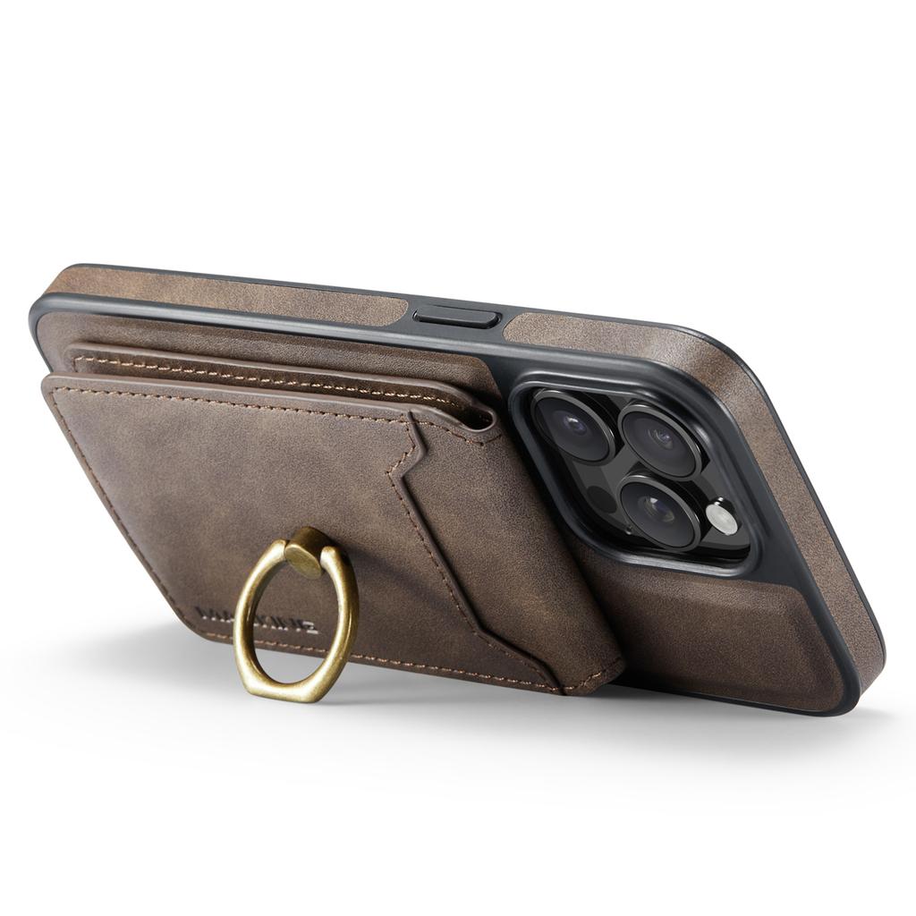 MAGKING K1 Series For iPhone 13 Pro Max Magnetic Case PC+TPU+PU Phone Cover with Card Holder Kickstand