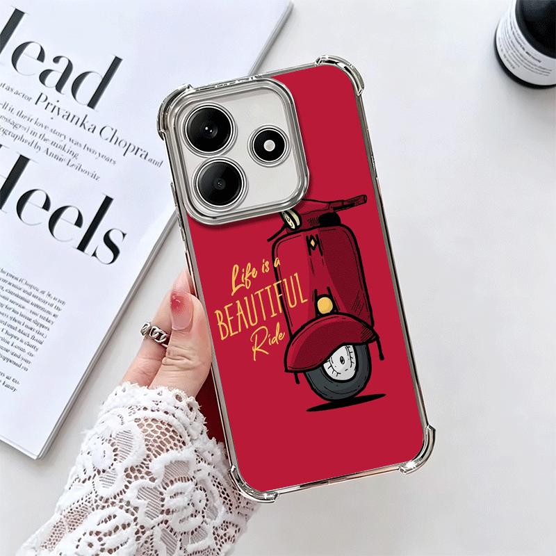 

Retro Scooter Soft Phone Case For Xiaomi Redmi Note 14 15 Pro Plus 13 12 11S 11T 5G 10 9S 9 Plating Anti-Fall Fundas Redmi Note 9S