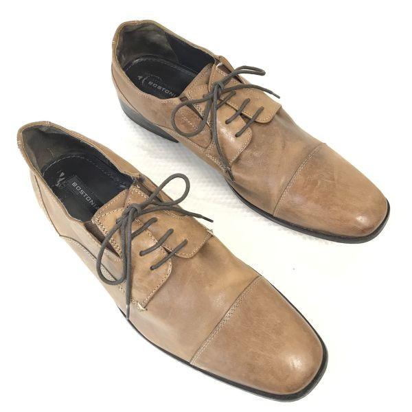 BOSTONIAN Vollleder Oxford Herren 11.5M 29.0-29.5 Braun Kappe(GEBRAUCHT)