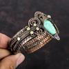 Green Carved Bone Face Cuff Bracelet Gemstone Bangle Copper Wire Wrapped Adjustable Cuff Bracelet Handmade Moonstone Bangle Copper Jewelry