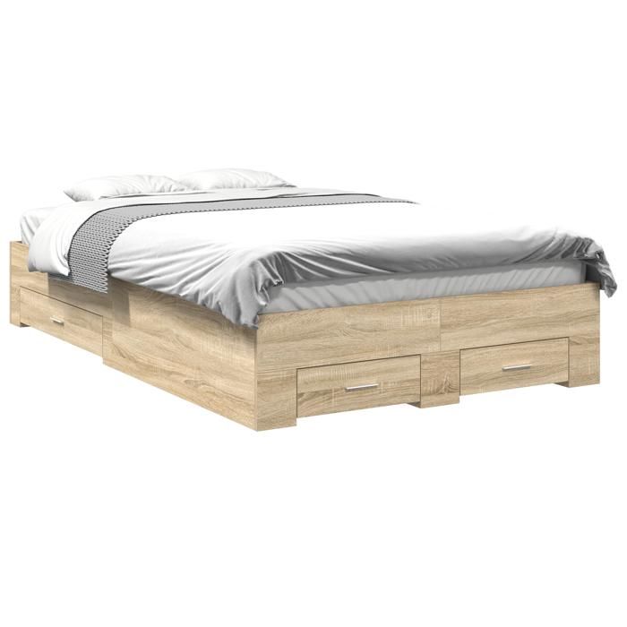 VidaXL Cadre de lit avec tiroirs chêne sonoma 120x190 cm en bois d'ingénierie 3345116