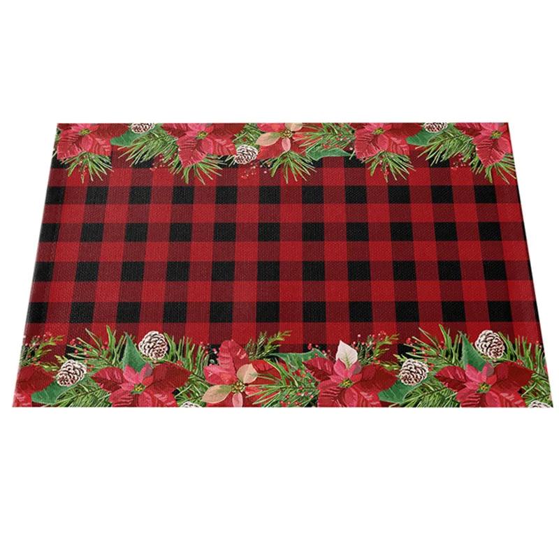 NOVÝ Lněný Vánoční Květ Poinsettie Tištěný podložka pod talíř Látkový podložka pod šálek na kávu a čaj jídelní prostírání do kuchyně