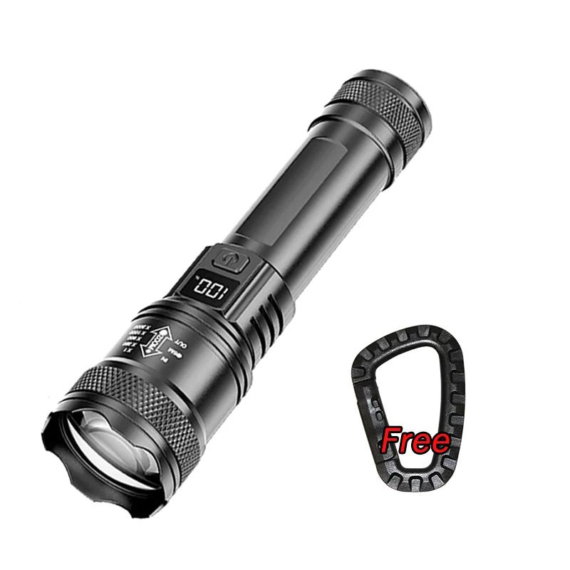High Strong Power Led Flashlights 2000LM Tactical Torch with Display Light USB Charging Camping Fishing Emergency Zoom Lantern