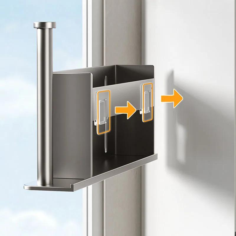 Paper Towel Holder Wall Mount for Kitchen, Self-Adhesive Under Cabinet Organizer, Punch-Free Cabinet Door Kitchen Organizer