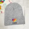 Likee App Logo Likee Heart Rainbow Graffiti Knitted Hat for Women Unisex Skullies Beanies Winter Hat Polyester  Crochet Caps