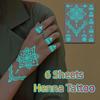 6 Sheets Lasting Mandala Temporary Tattoos Glow In the Dark Lace Fake Tattoos  for Women