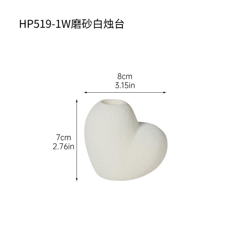 Modern Abstract Red Heart Ceramic Candle Holder Craft Bookshelf Ornament Wedding and Holiday Candle Base 3D Heart Candle Holder