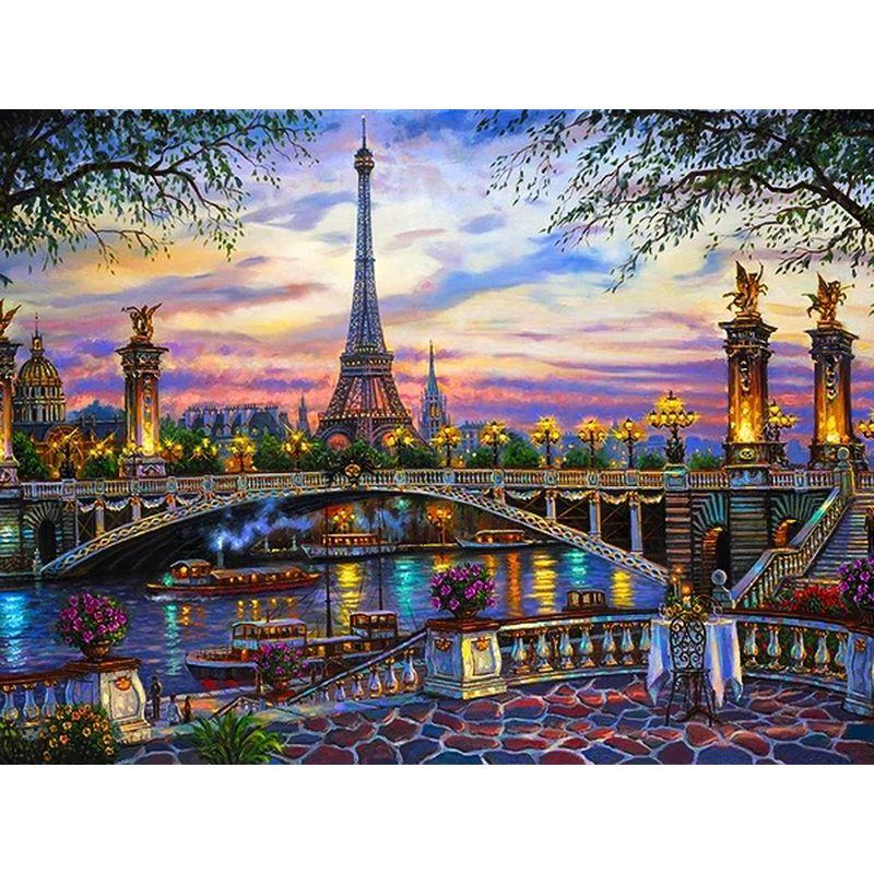 Broderie cu Diamante Peisaj Urban Pictură cu Diamante Mozaic Pătrat Complet Rotund Peisaj Burghiu Stras Imagine Artă