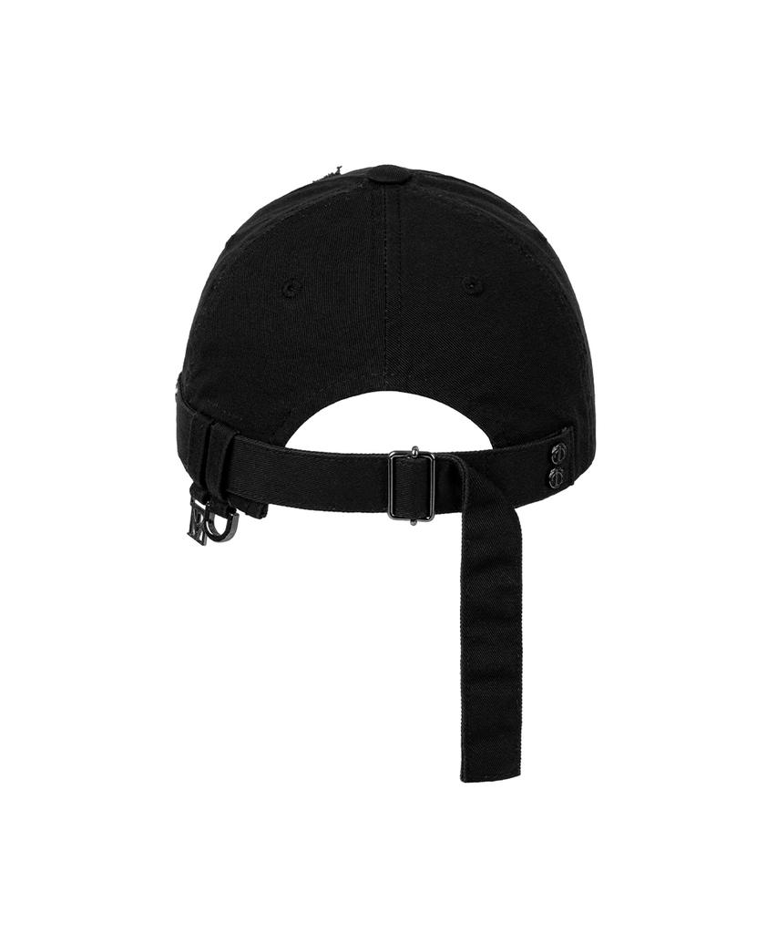 Teulimingbeodeu Destroyed Metal Detail Long Strap Cap [ Black ]