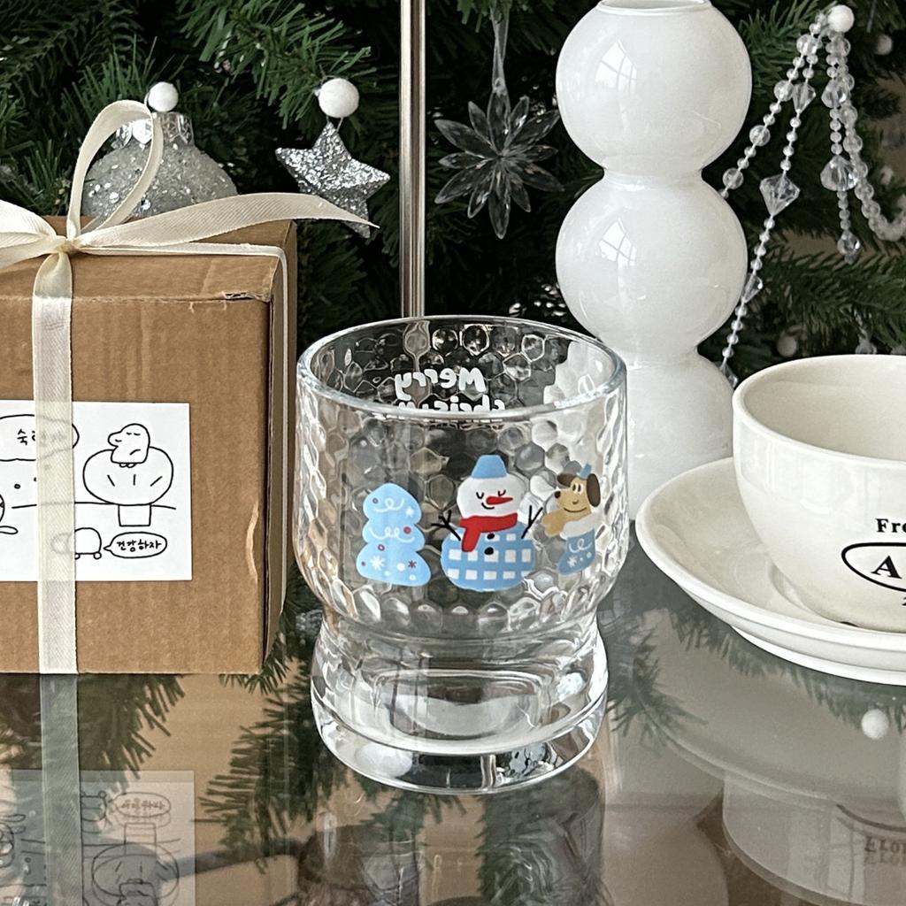 Christmas Vibe Cute Snowman Glass Cartoon Juice Cup Couple Breakfast Milk Cup Office Coffee Cup