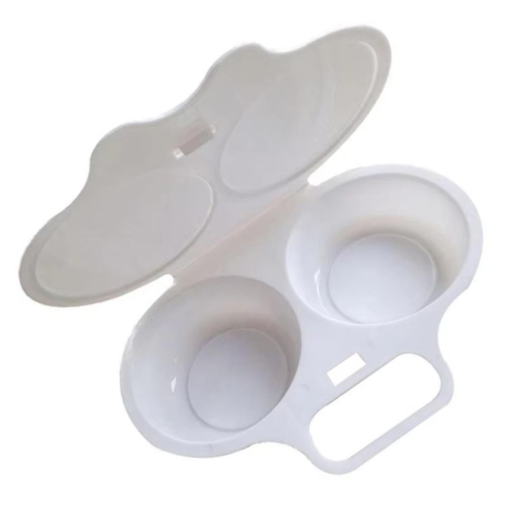 1pc Microwave Cooking Egg Steamer Round Plastic Egg Steamer Reusable Convenient Kitchen Cooking Mold 2-cavity Design 2