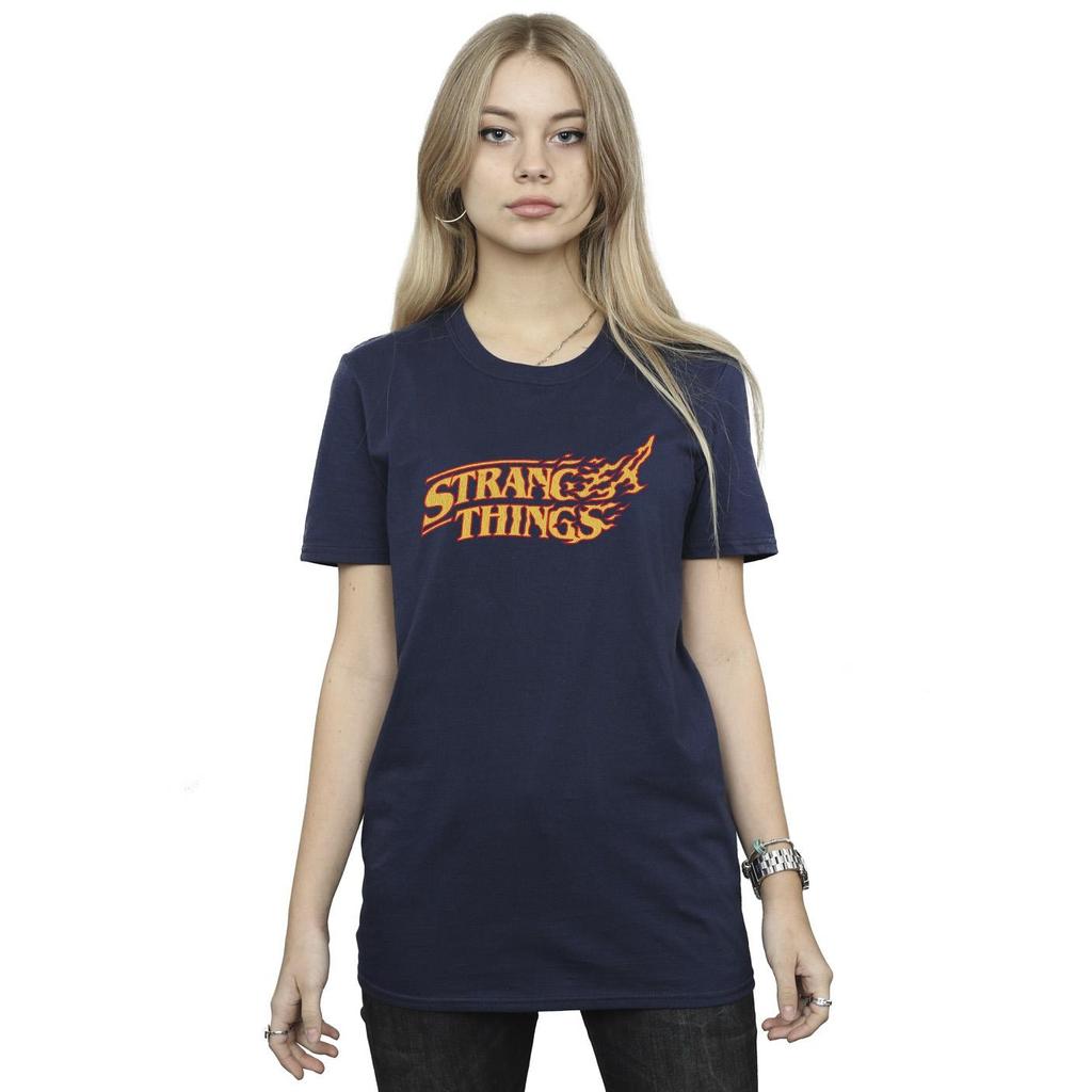 Netflix Womens/Ladies Stranger Things Logo Breaking Cotton Boyfriend T-Shirt