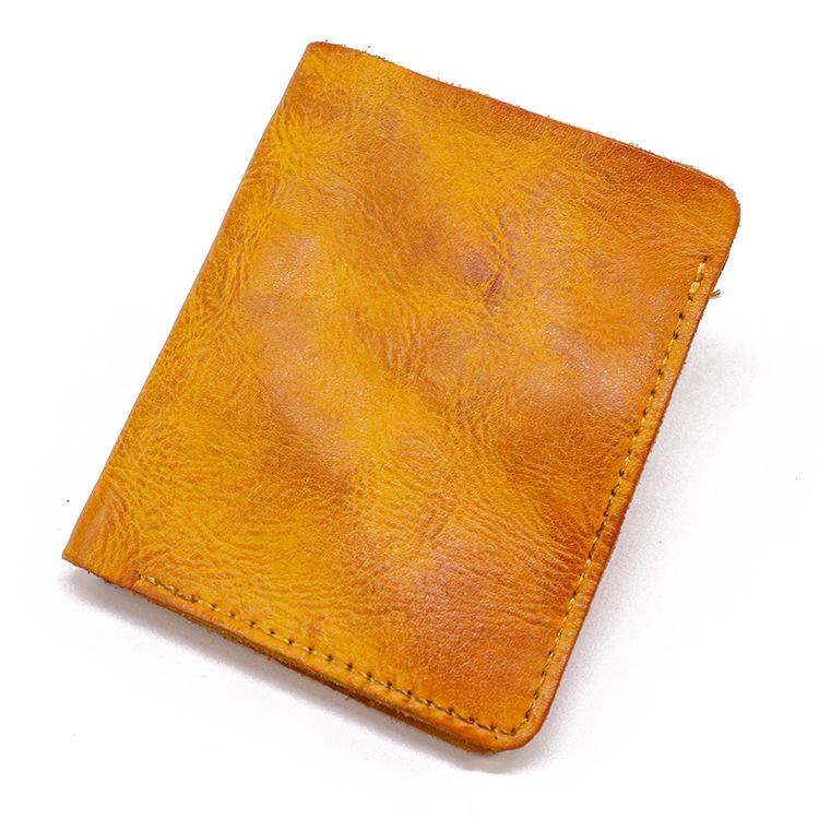 Herren Geldbörse aus Oberleder, Vertikaler Stil, Schlichte Geldbörse, Handgewischte Farbe, Vintage Pflanzlich gegerbtes Leder, Großes Scheinfach