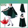 Adorable Toddler Girls Christmas Velvet Outfit With Cloak Cape Santa Claus Elf