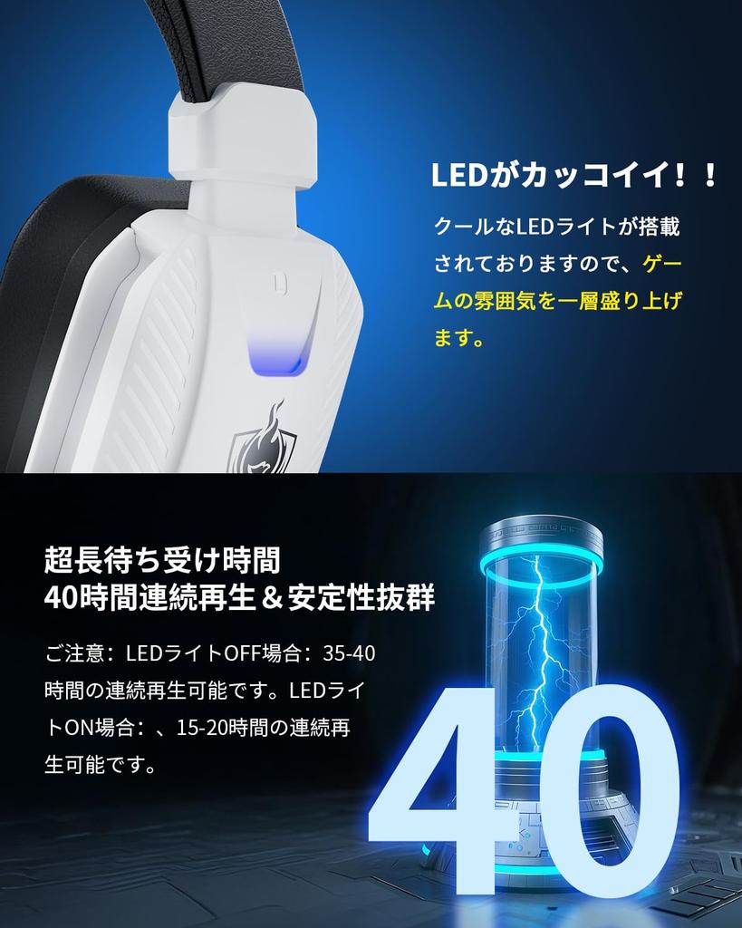 Low Latency Gaming Wired and USB Bluetooth Detachable 45 Hours of Continuous Enhanced Compatible with Xbox and White Headset, Wireless, 2.4GHz, 5.3,