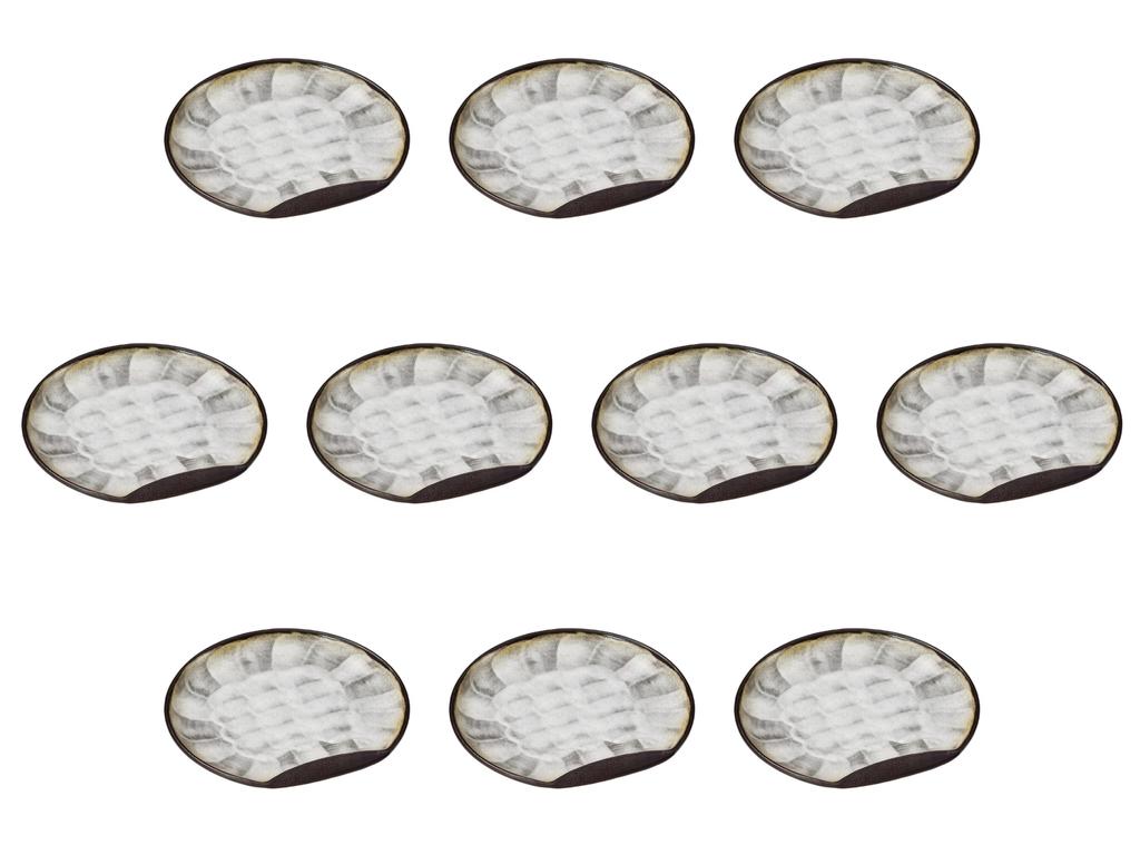 Set of 10 Bizen Shino Plates x Large Round Plates by Setomonohonpo Half-Moon 7.0 [21.5 20cm]
