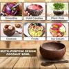 Natural Coconut Shell Bowl,Wooden Spoon and Bowl Set,Yogurt Bowl Fruit Salad Milkshake Kitchen Tableware
