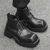 Nischen Martin Stiefel quadratischer Kopf Lederschuhe Plateau Erhöhung vielseitige britische Derby Schuhe Friseur Herrenstiefel 2906-J