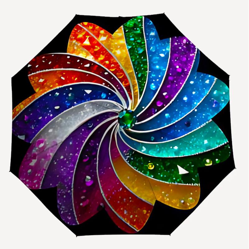 1PC Rainbow Flower Umbrella-8-Rib Reinforced, Automatic Open, Lightweight & Durable, Cute Fashion Accessory for Outdoor-A1261