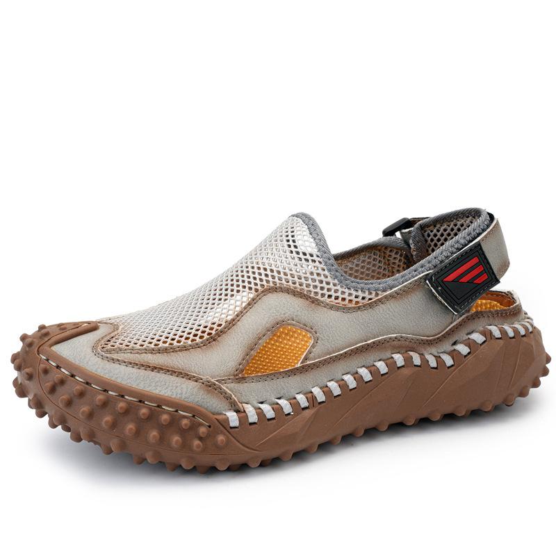 

2025 summer men s bag head sandals foreign trade large size platform sandals hand-sewn breathable casual mesh shoes 46