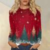 Women's Fashion Casual Christmas Printed Round Neck Long Sleeve Pullover Top