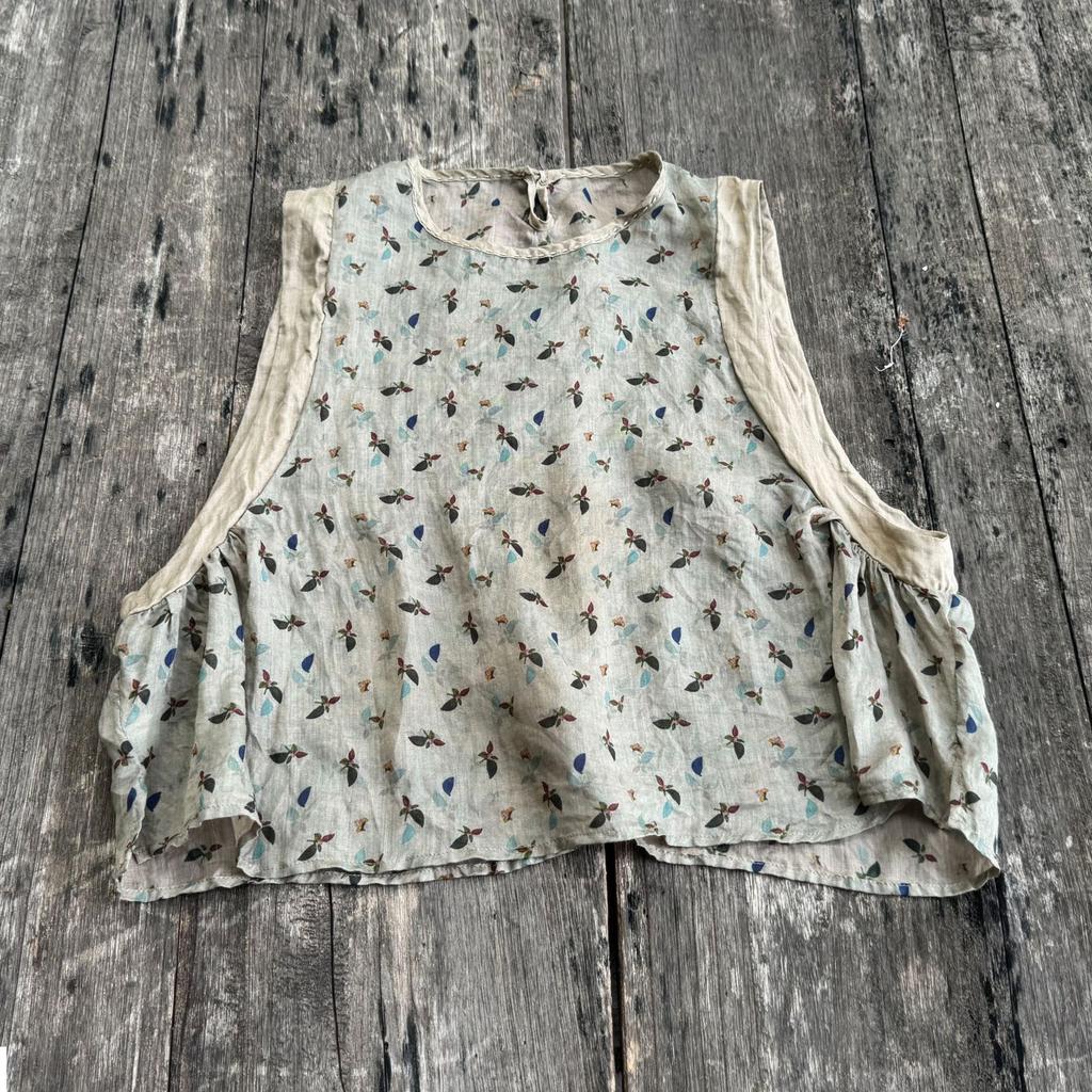 Johnature Women Vintage Tank Tops O-Neck Print Floral Sleeveless Patchwork Embroidery Autumn Loose Tank Tops