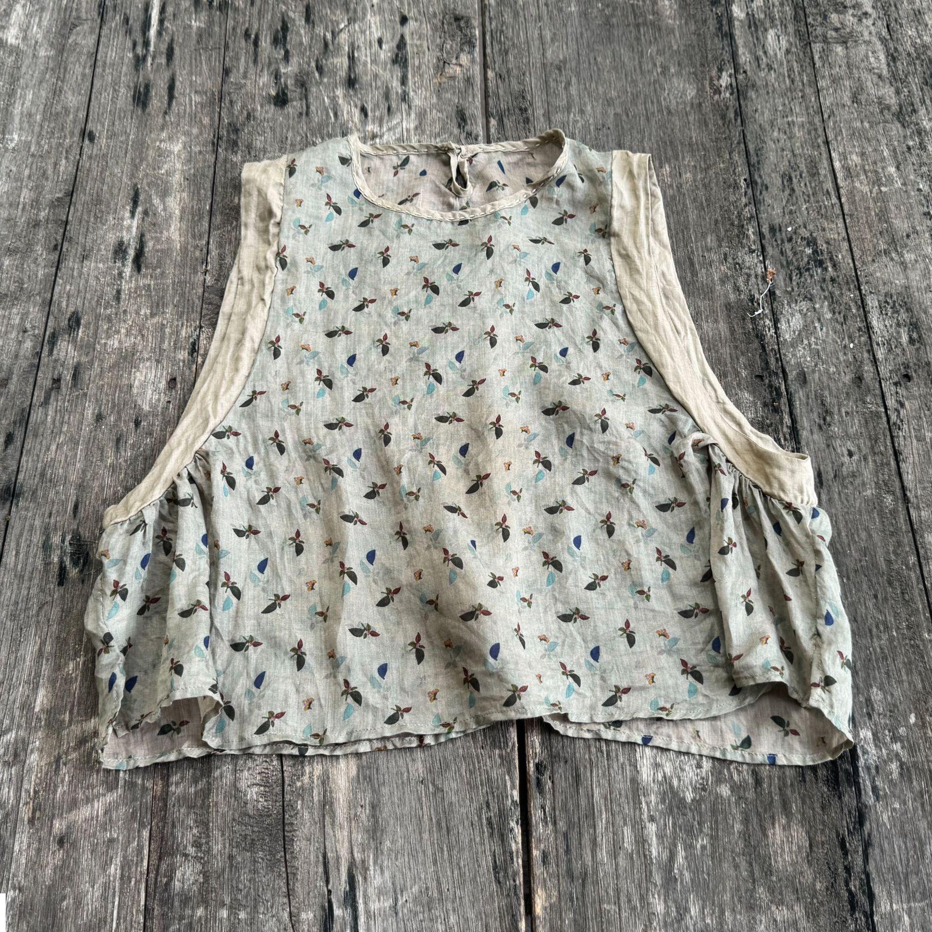 

Johnature Women Vintage Tank Tops O-Neck Print Floral Sleeveless Patchwork Embroidery Autumn Loose Tank Tops One Size