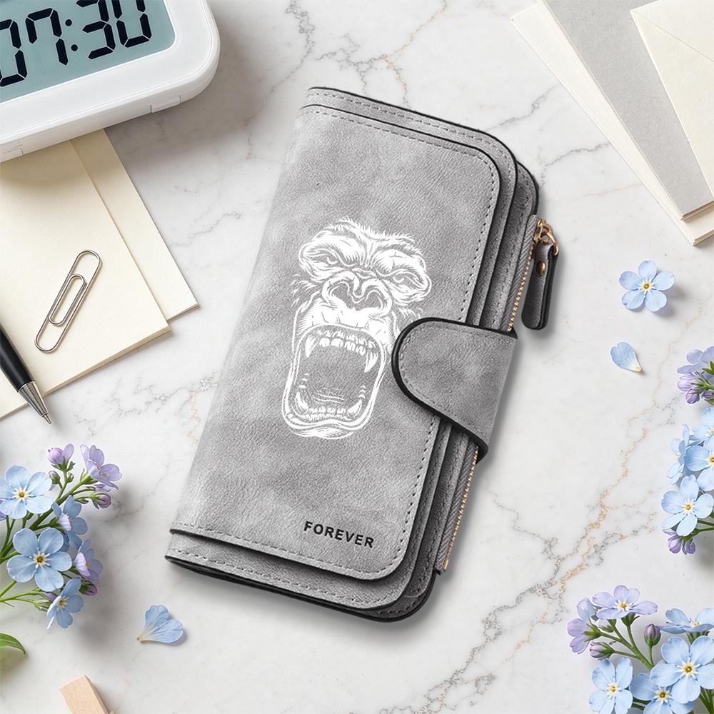 Gorilla Pattern Long Wallet Stylish Durable Card Cash Holder Casual Daily Portable Purse