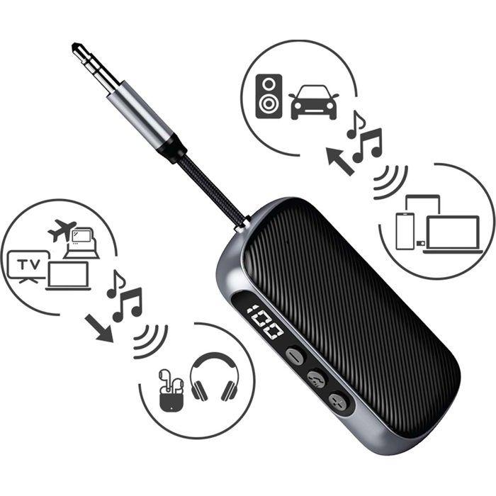 Adaptateur 2 En 1 Bluetooth Émettteur + Récepteur Jack 3,5mm Noir Force Play