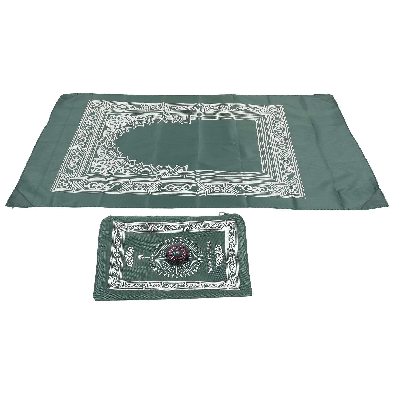 

Muslim Prayer Rug 4 Stabilization Iron Corners Blanket with Compass for Traveling Outdoor Blackish Green