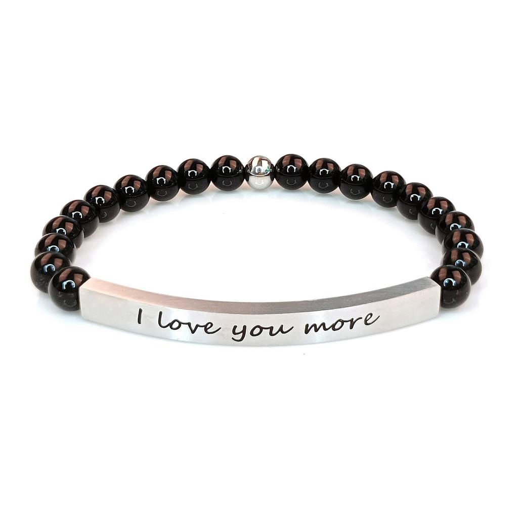 6Mm steel ball obsidian powder chalcedony stainless steel elbow lettering aquamarine bracelet