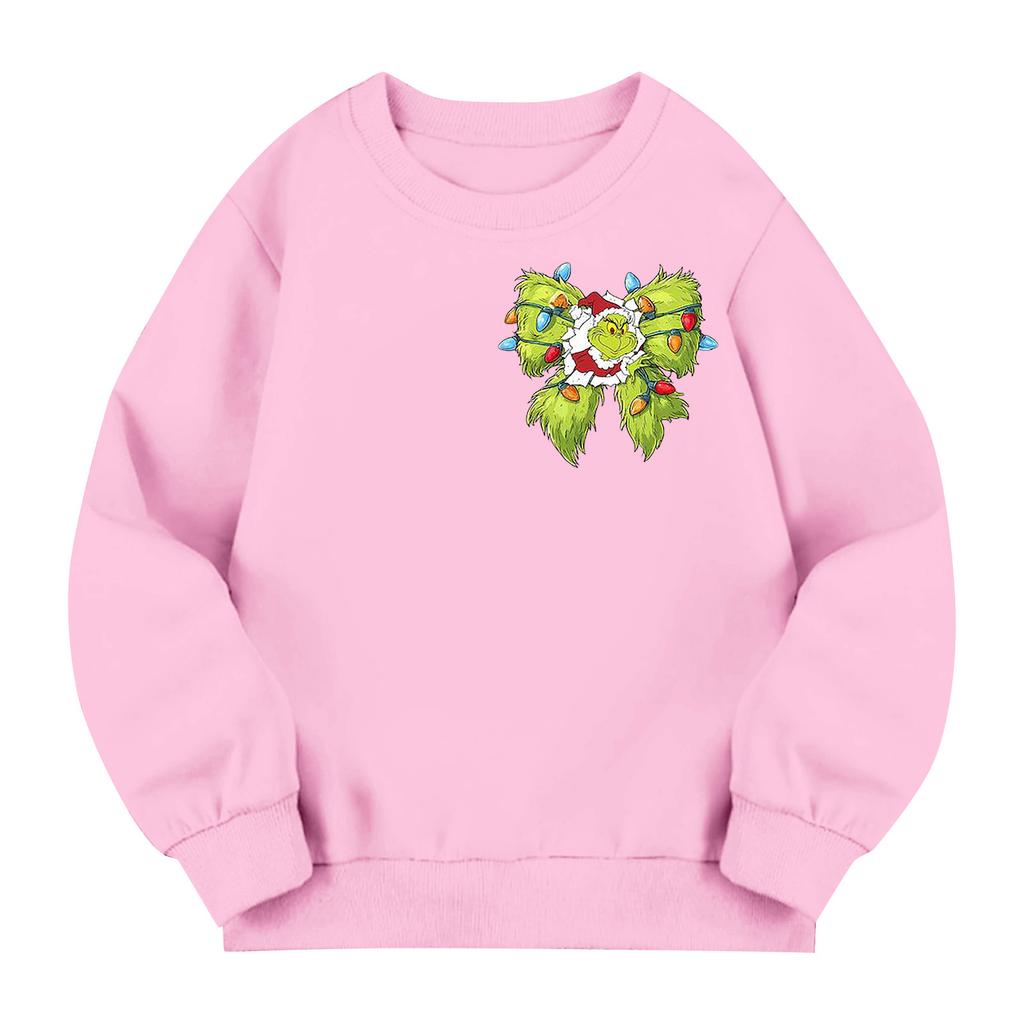 Kids' Long Sleeve Loose Pullover Letter Printed Round Neck Sweatshirt