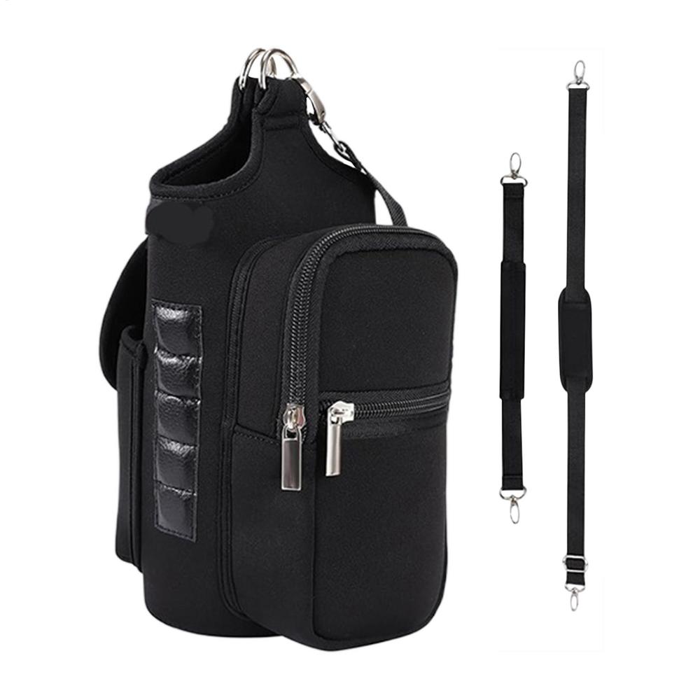 

Magnetic Water Bottle Holder Gym Water Bottle Carrier Bag W/ Phone Pocket Handle Shoulder Strap 6 Built-in Magnets Water Bottle чорний