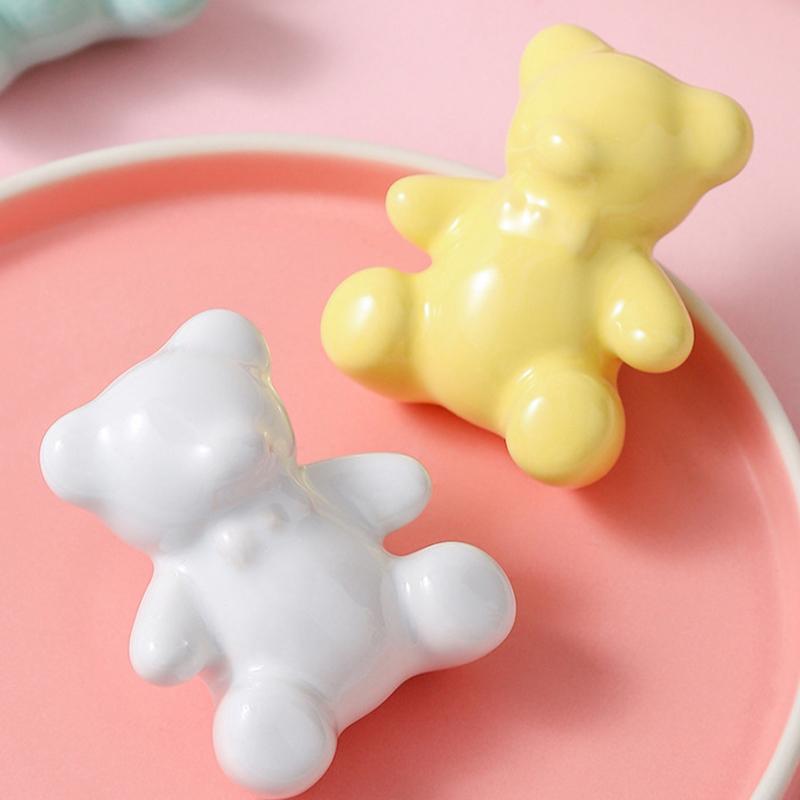 1pc Cute Teddy Bear Handle Cartoon Wardrobe Door Cupboard Furniture Drawer Cartoon Single Hole Handle for Children's Room