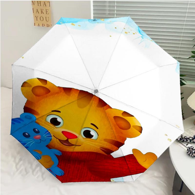 Daniel Tiger's Neighborhood Print Automatic Umbrella, 8 Rib Iron Frame, Plastic Handle, Suitable for Outdoor Travel &Daily , Ideal Gift
