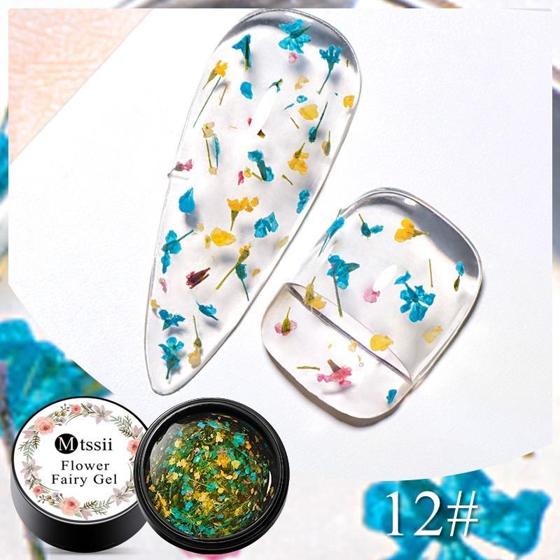MTSSII 5 ml DIY Fairy Series Flower Glitter Gel Nail Polish 3D Natural Dried Flower Manicure Decoration Crystal Transparent Gel Polish Nail Art