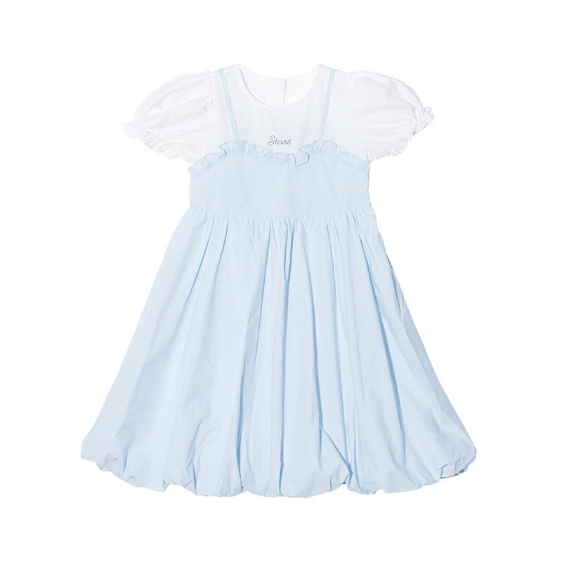 FLO&ME Girls  Sweet Princess Fake Two-Piece Cotton Dress 150