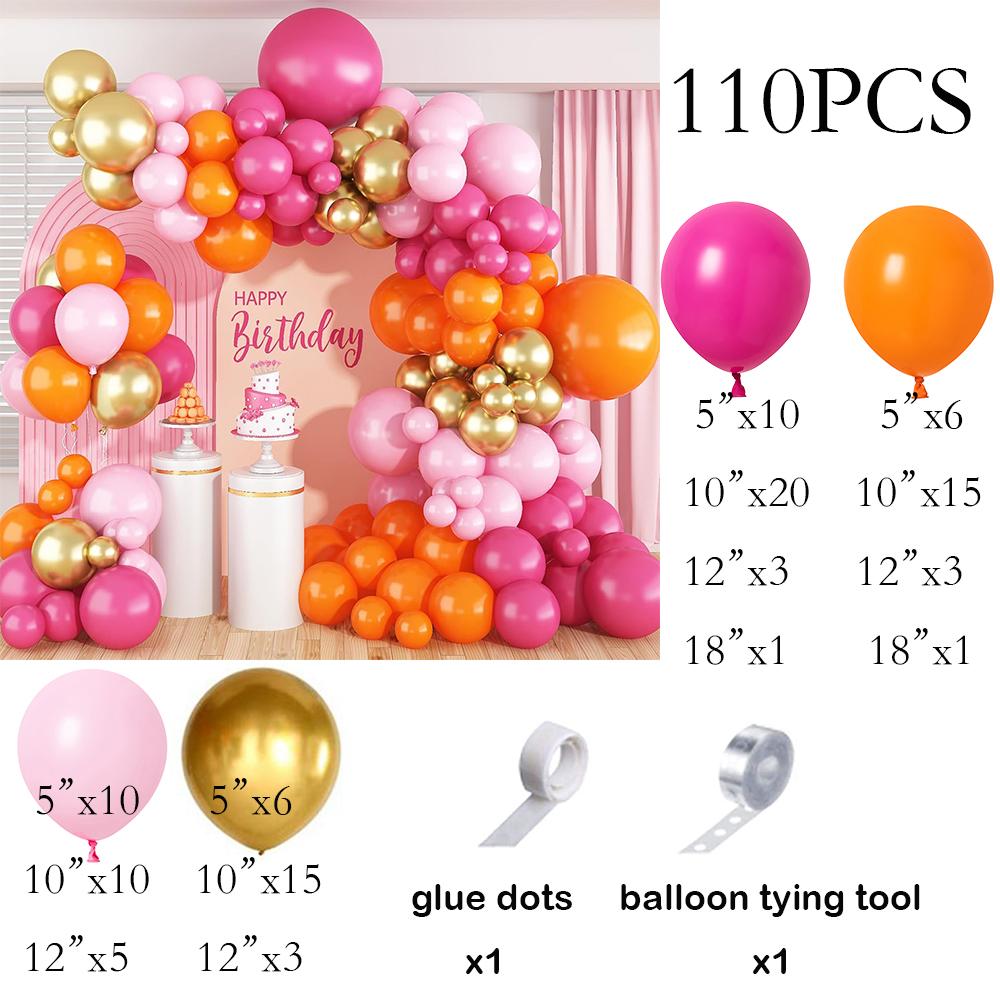 

Summer Tropica Theme Hot Pink Orange Balloons Garland Pastel Pink Gold Balloon Arch Kit Wedding Birthday Party Decoration Globos AS Picture