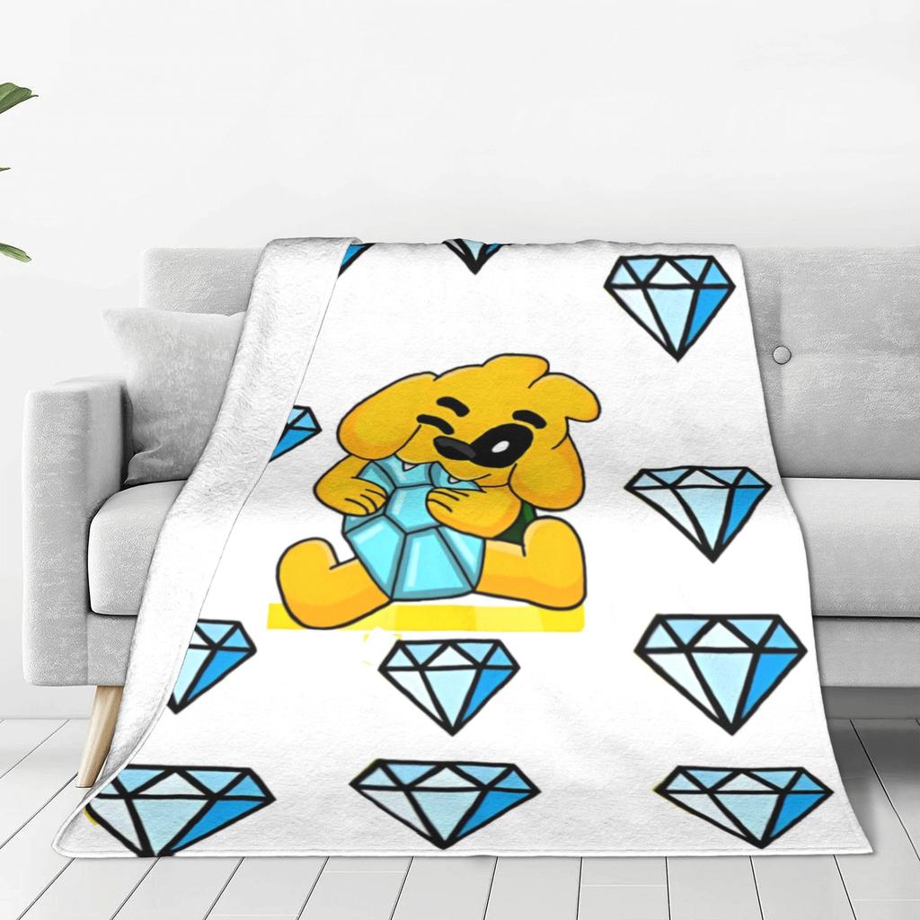 Mike-cracks Game Cartoon Dog Blanket Cover Diamond Love Wool Throw Blankets Home Couch Decoration Soft Warm Bedspread