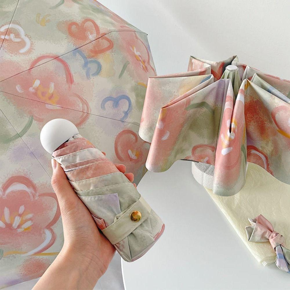 Oil Painting Style Sunshade Umbrella UV Protection Dual Use Umbrella  Travel