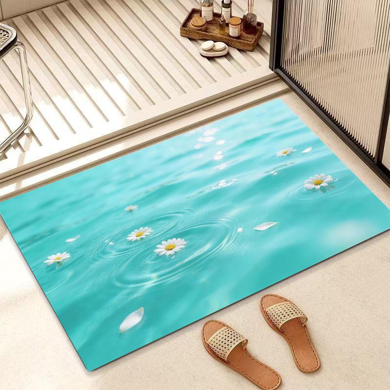 Non-Slip Chinese Lotus Diatom Mud Bath Mat: Water-Absorbent & Cuttable