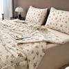 Rose Garden Vintage Floral Summer Quilt Khaki 100% Cotton Reversible Thin Comforter Bedding Set Air Conditioner Quilts Bedspread