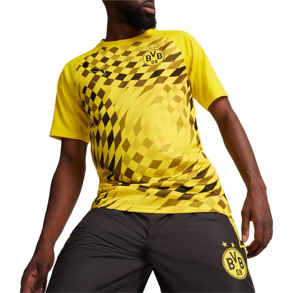 Puma Borussia Dortmund Grafikdruck Rundhals Kurzarm T-Shirt Herren Oberteile Elektronik-Gelb Schwarz 774200-01