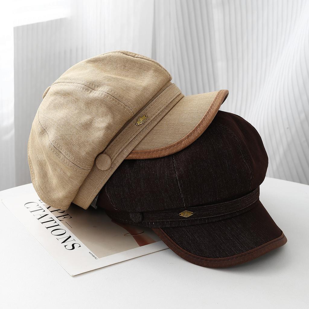 Korean retro contrasting octagonal hat children's four-season versatile face newsboy cap casual temperament painter hat