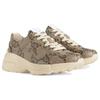 Gucci Womens 100 Rhyton Sneaker 'Beige Monogram' (women's sizes) Beige / Ebony Chunky Sneakers 680915 UMO00 9742